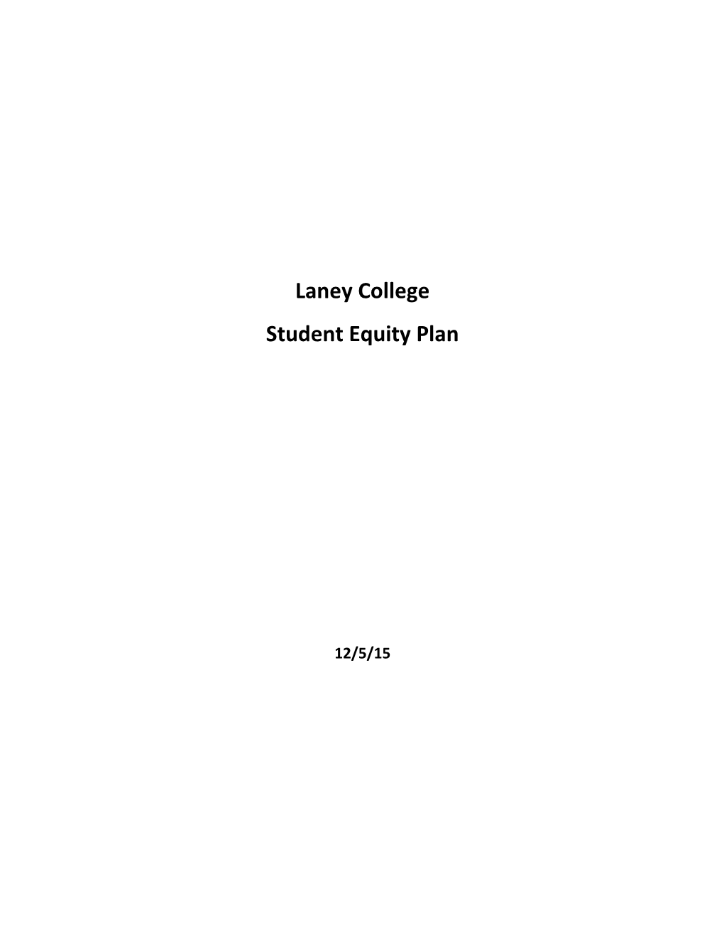 Laney College Student Equity Plan