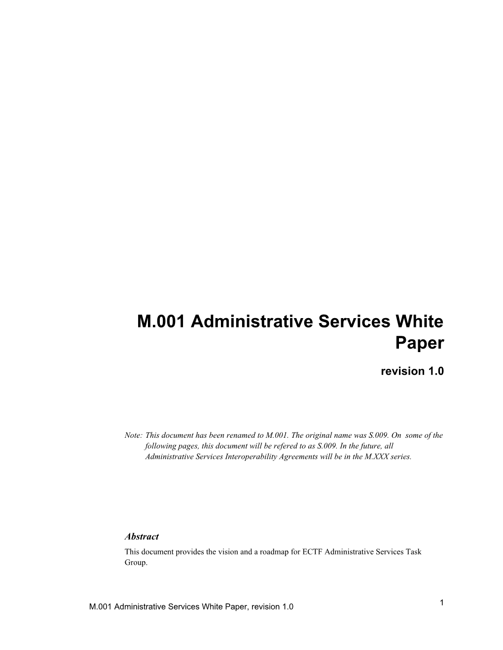 M.001 Administrative Services White Paper