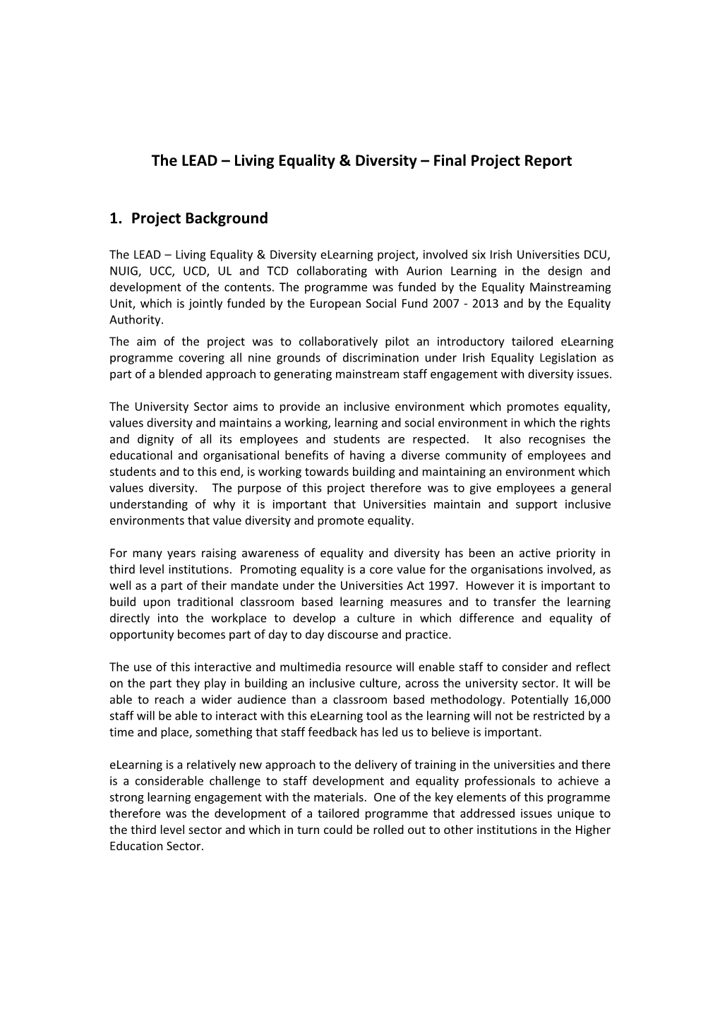 The LEAD Living Equality & Diversity