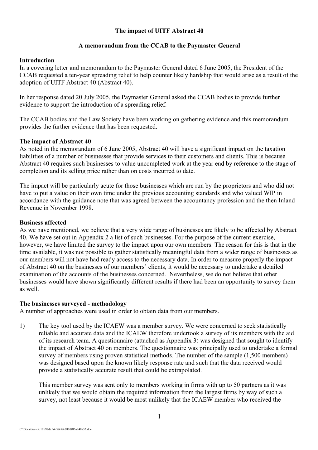 UITF Abstract 40 Survey Questionnaire