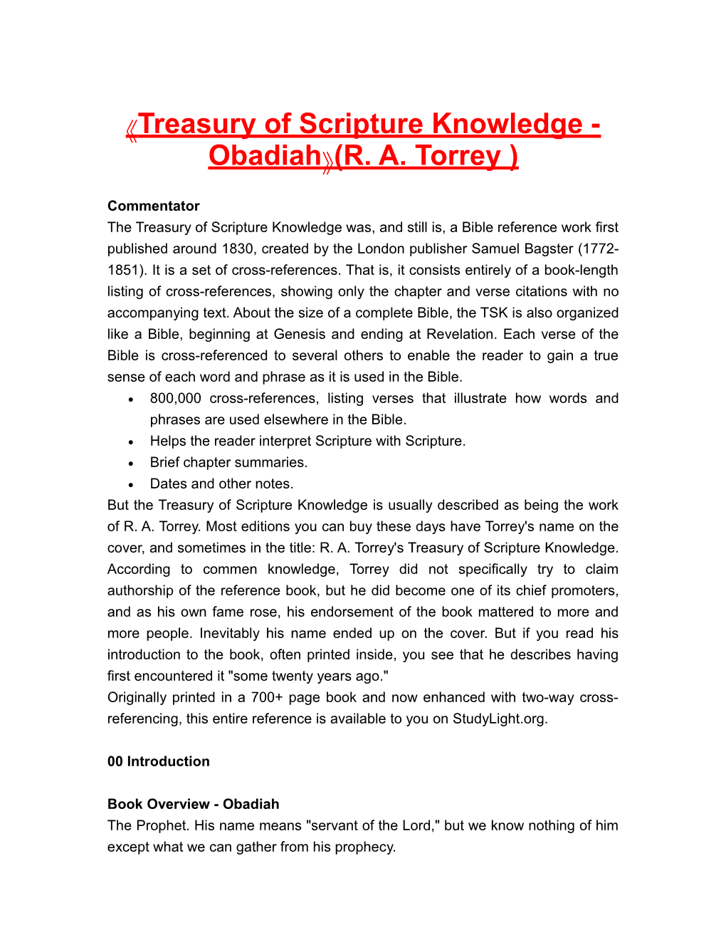 Treasuryofscriptureknowledge - Obadiah (R. A.Torrey)
