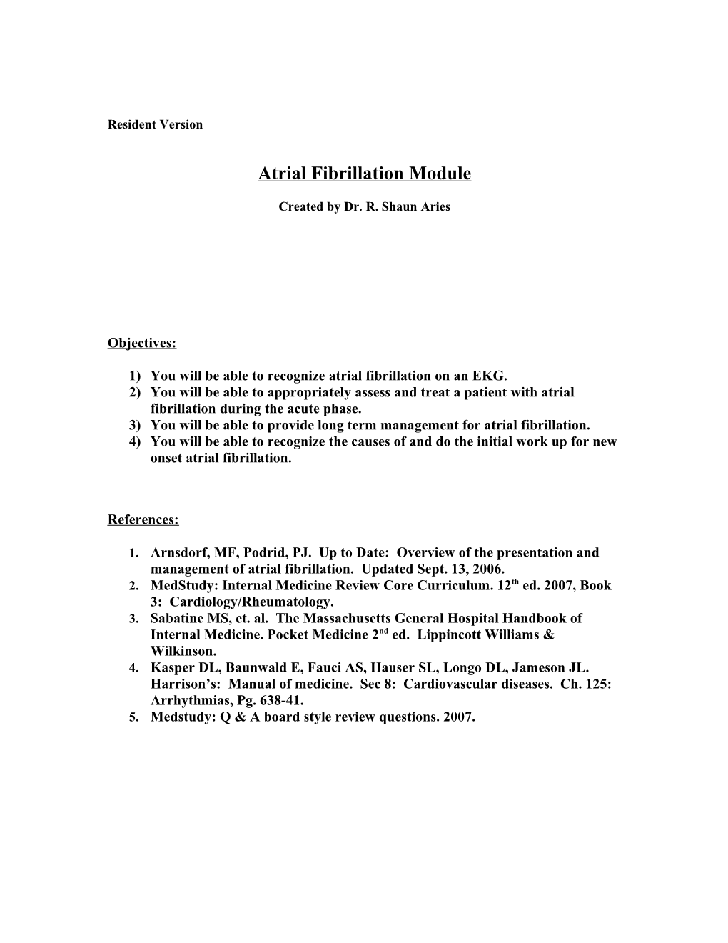 Atrial Fibrillation (AF) Discussion