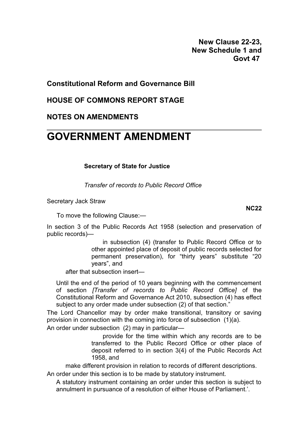 Constitutional Reform and Governance Bill