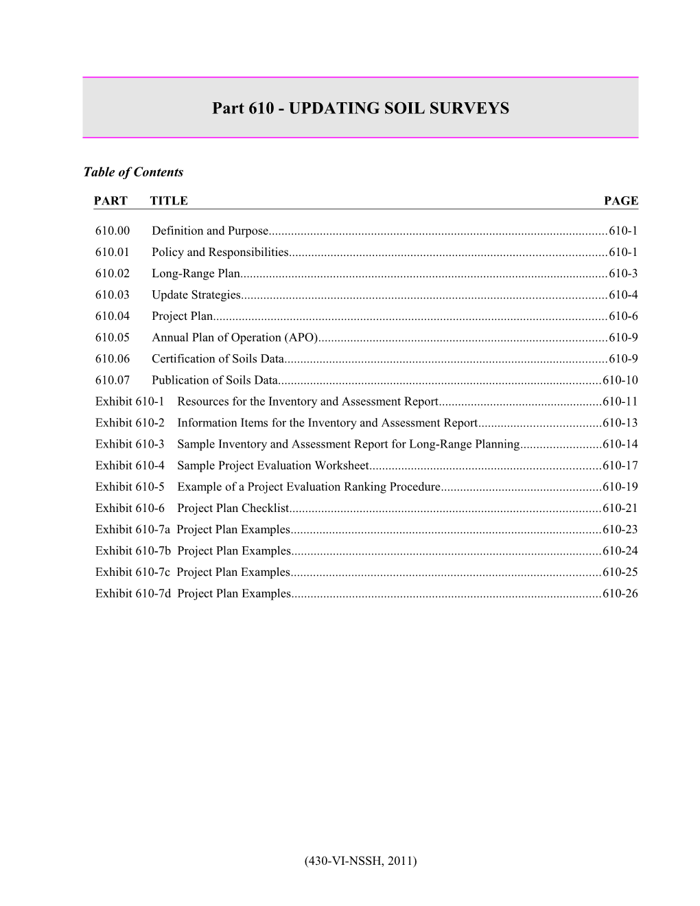 Part 610 - UPDATING SOIL SURVEYS