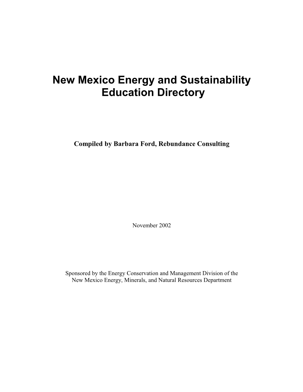 New Mexico Energy and Sustainability