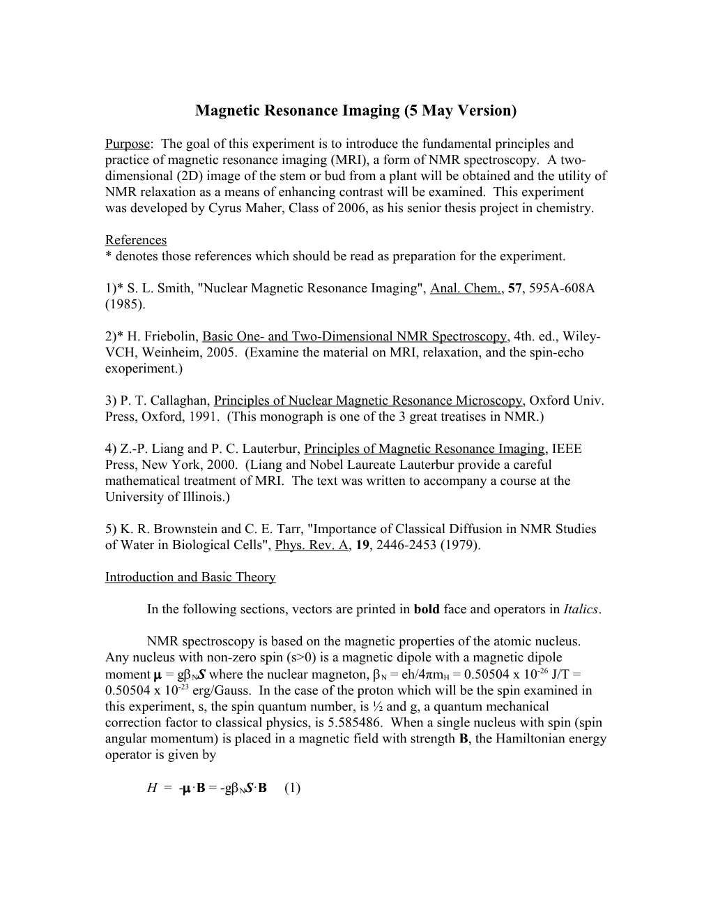 Magnetic Resonance Imaging