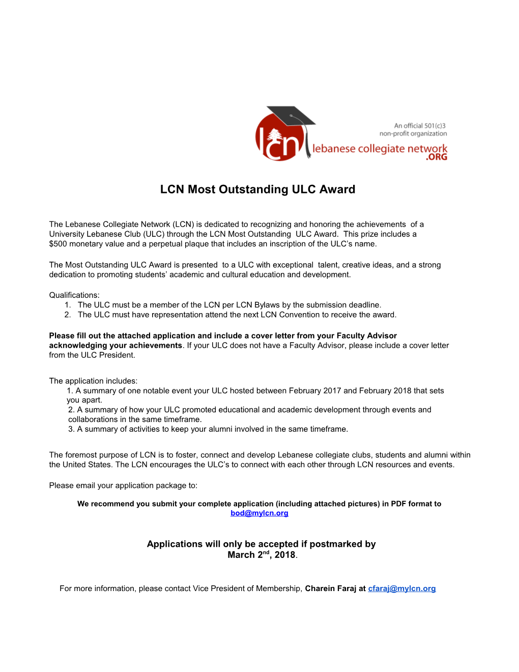 LCN Most Outstanding ULC Award