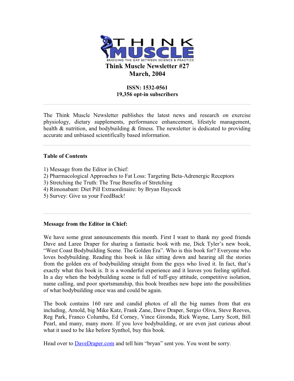 Think Muscle Newsletter #27