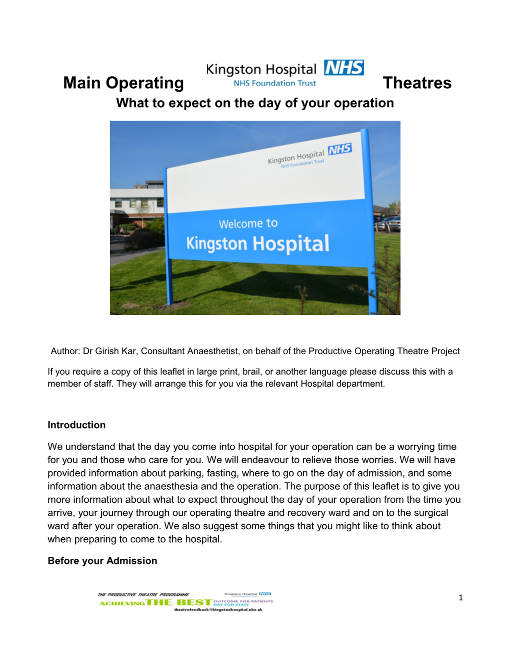 What to Expect on the Day of Your Operation