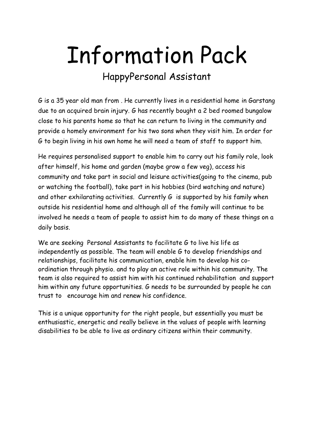 Information Pack Happypersonal Assistant