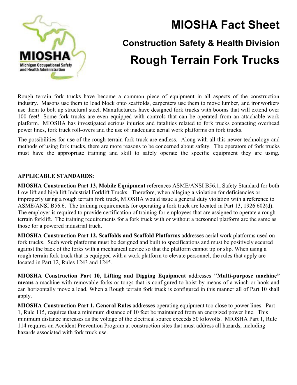 Rough Terrain Fork Trucks