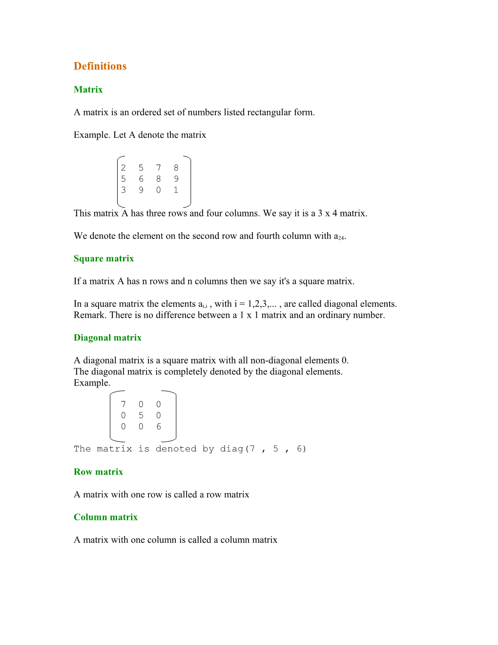 A Matrix Is an Ordered Set of Numbers Listed Rectangular Form