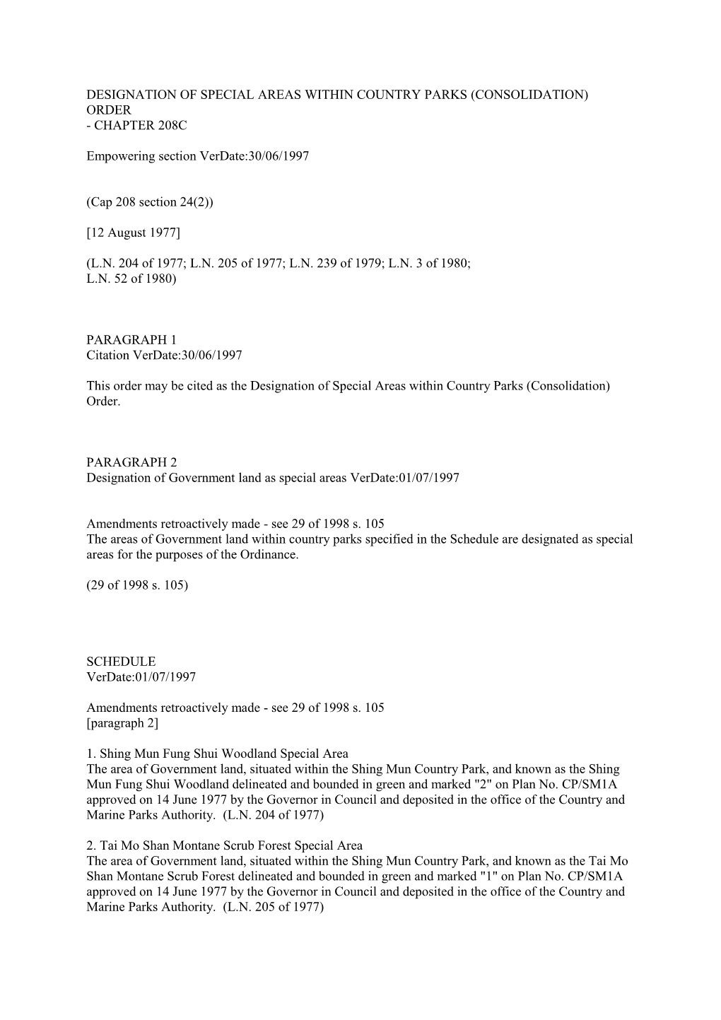 Designation of Special Areas Within Country Parks (Consolidation) Order