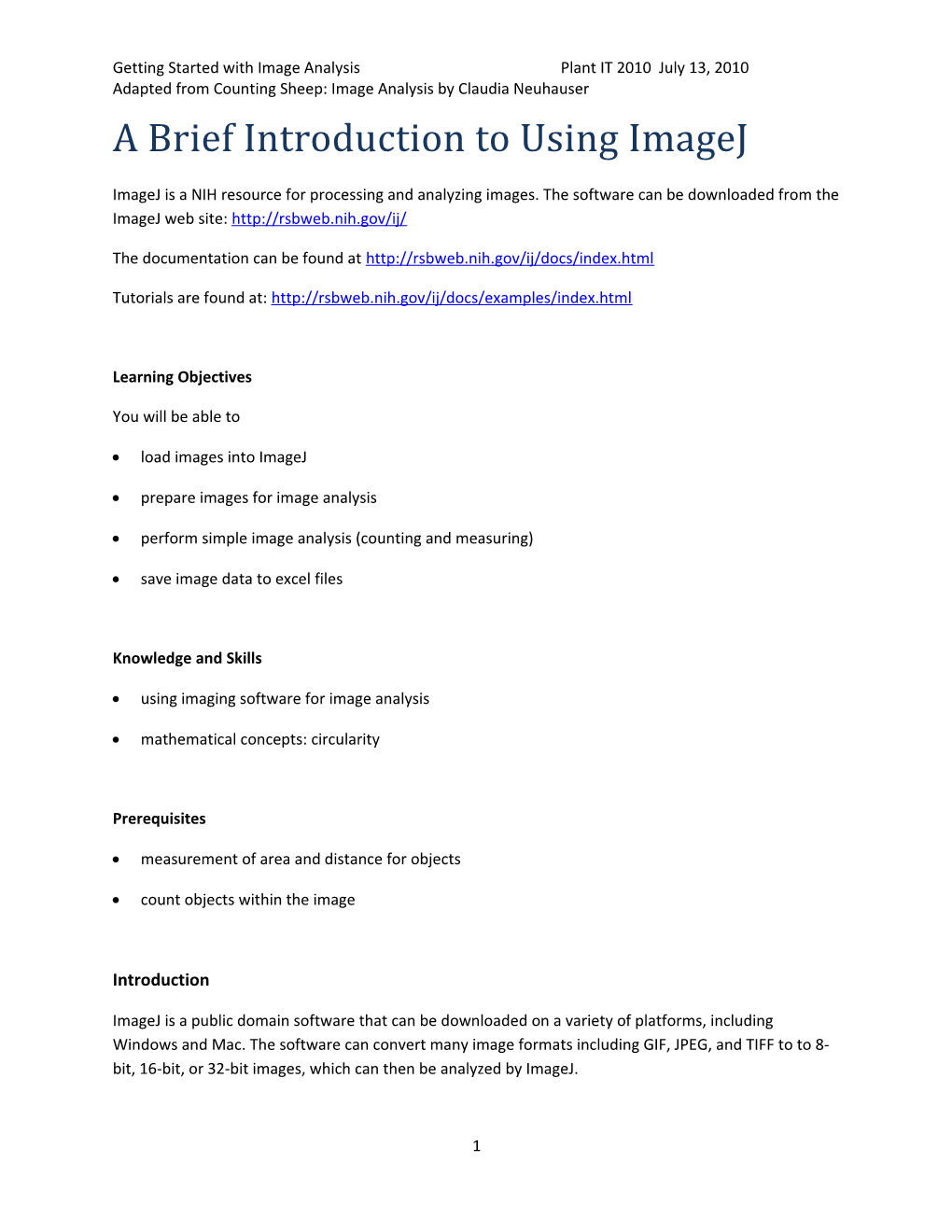 Adapted from Counting Sheep: Image Analysis by Claudia Neuhauser