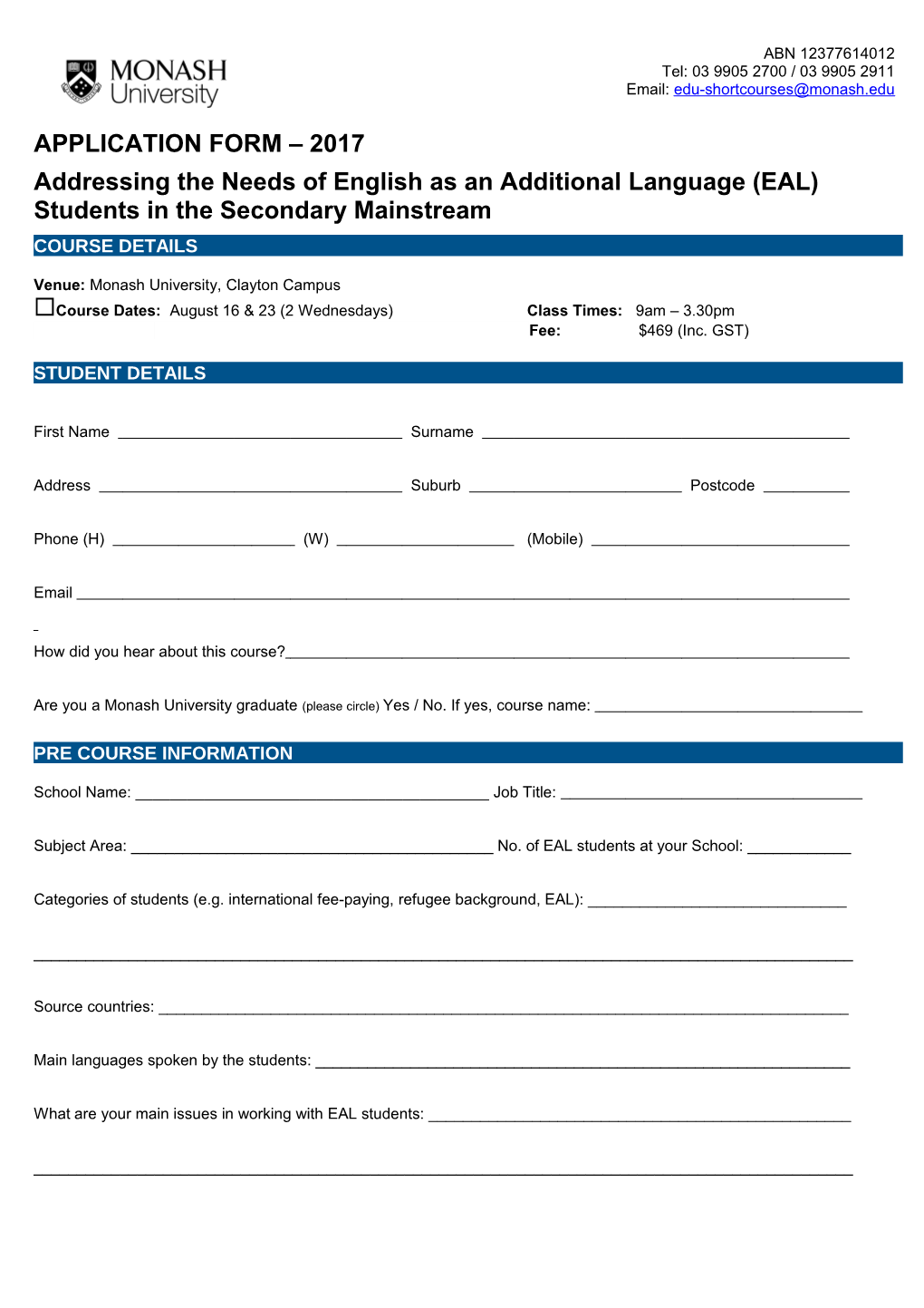 Addressing the Needs of English As an Additional Language (EAL) Students in the Secondary