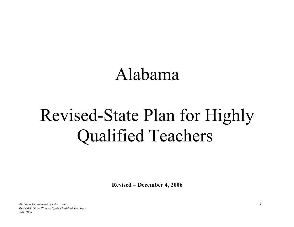 Alabama - Revised Highly Qualified Teachers State Plan (MS Word)