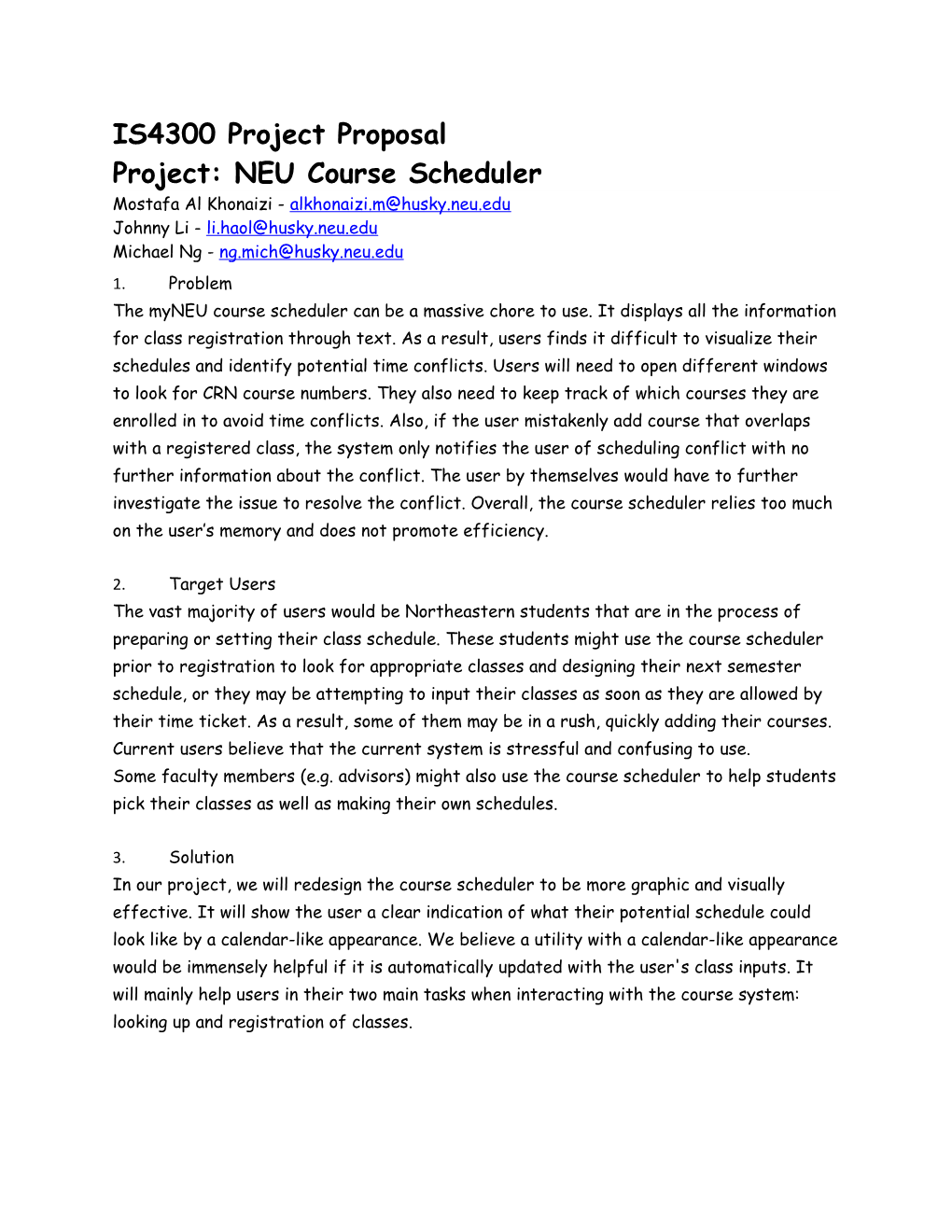 Project: NEU Course Scheduler