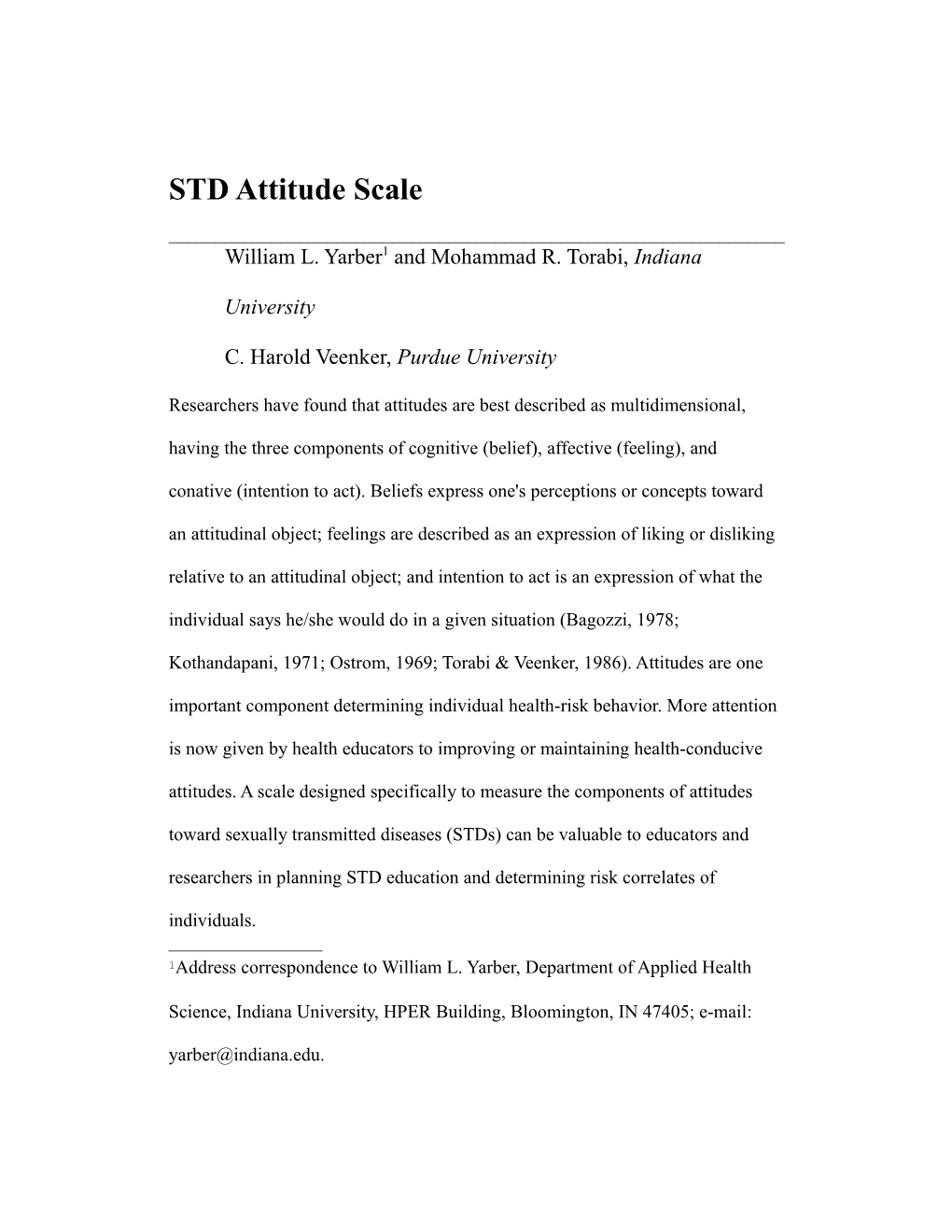 STD Attitude Scale