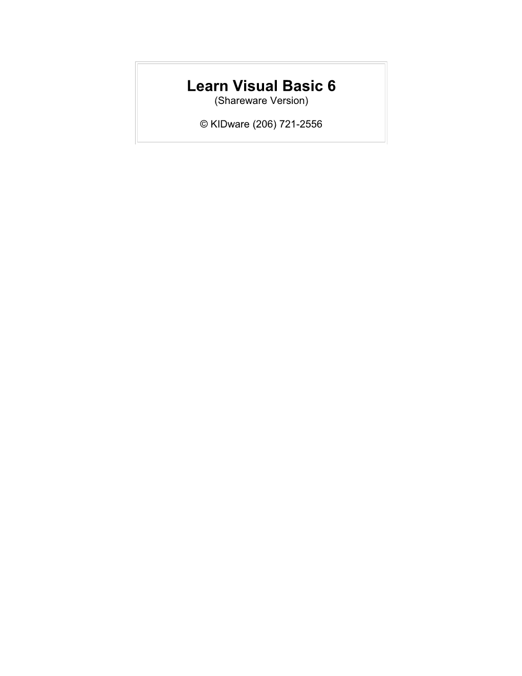 Learn Visual Basic 5