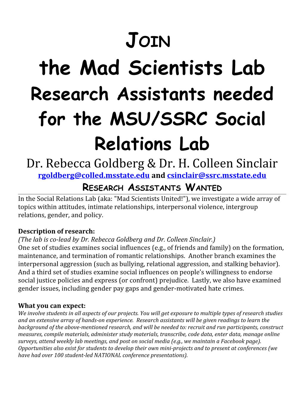 The Mad Scientists Lab