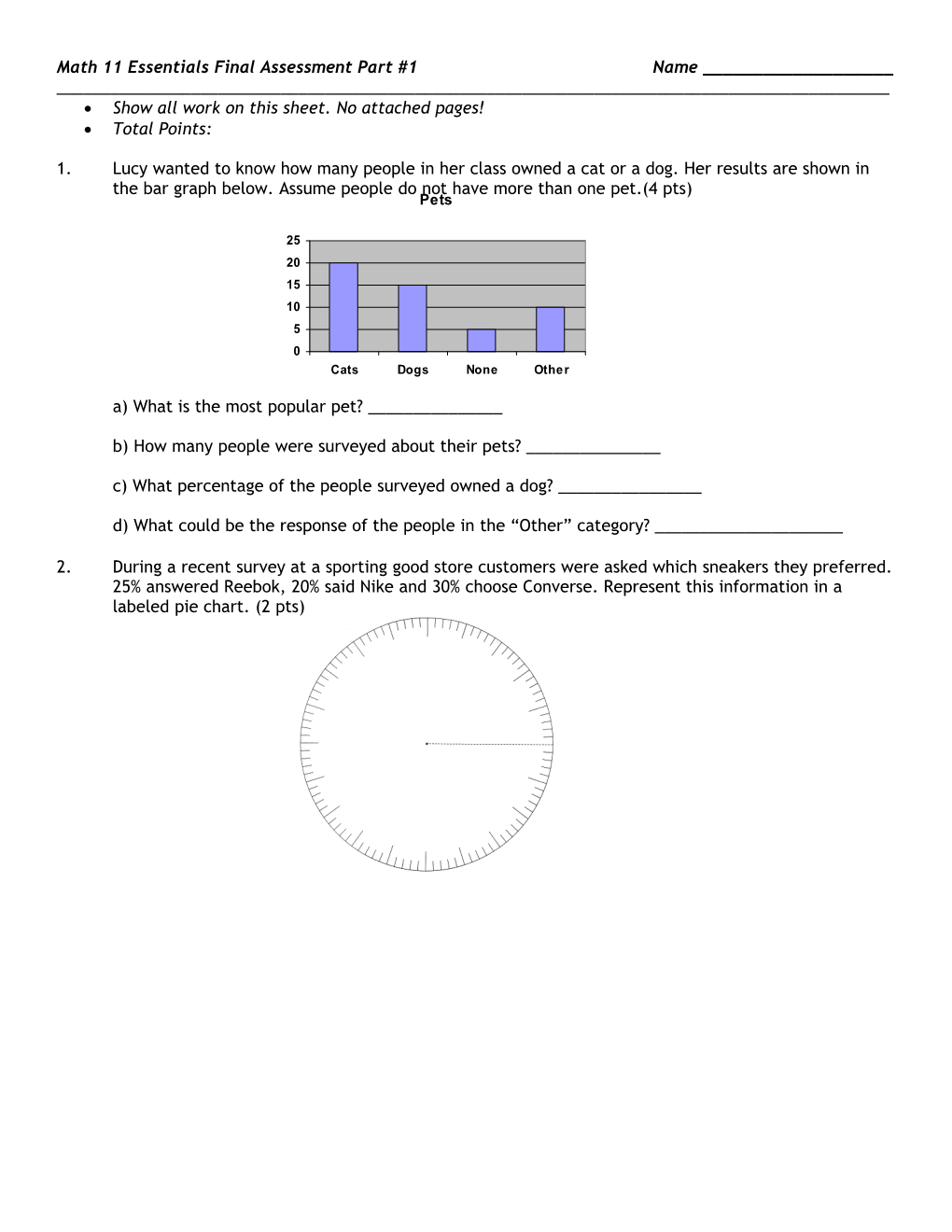 Math 11 Essentials Final Assessment Part #1