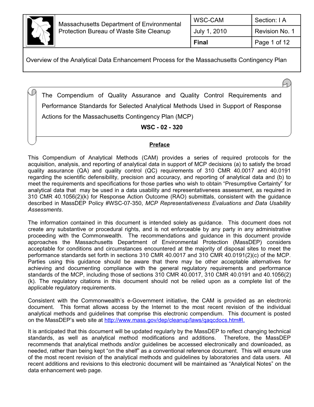 Compendium of Analytical Methods