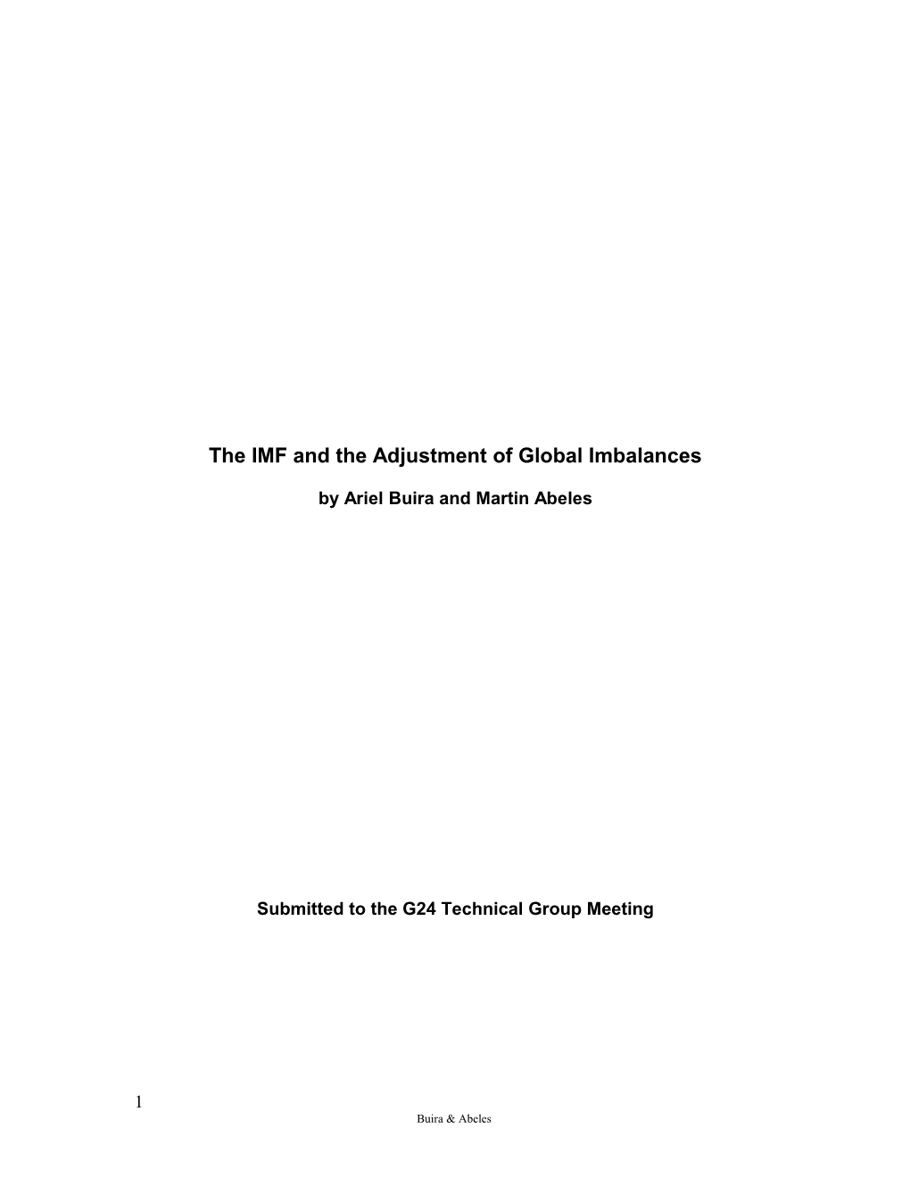 The IMF and the Adjustment of Global Imbalances