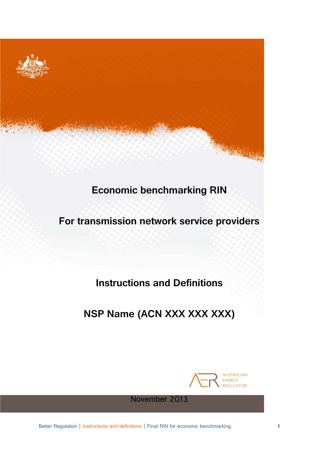 AER Economic Benchmarking RIN for Tnsps - Instructions & Definitions