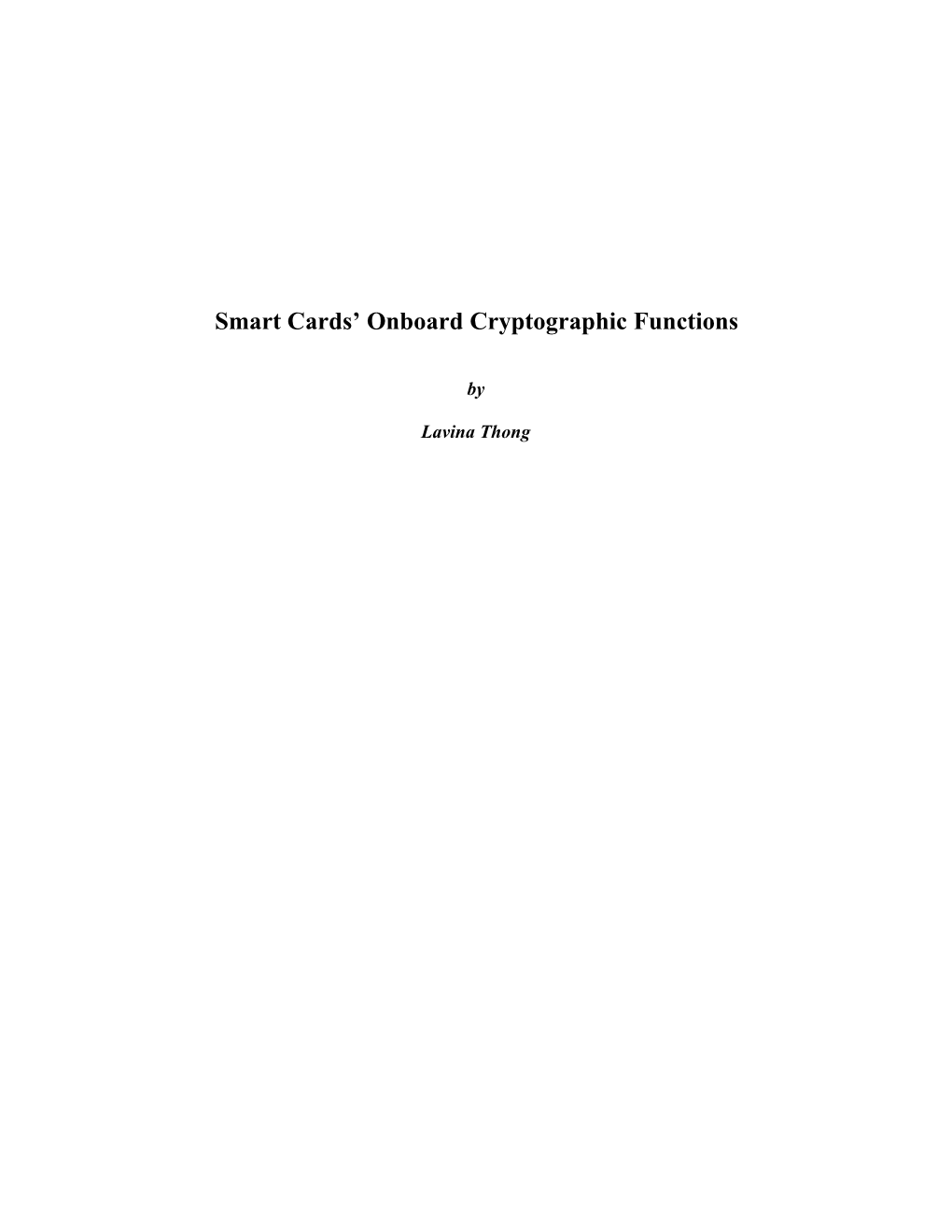 Smart Cards Onboard Cryptographic Functions