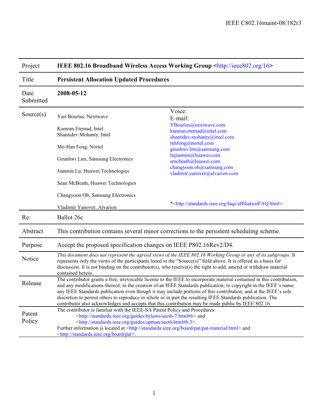 Persistent Allocation Updated Procedures