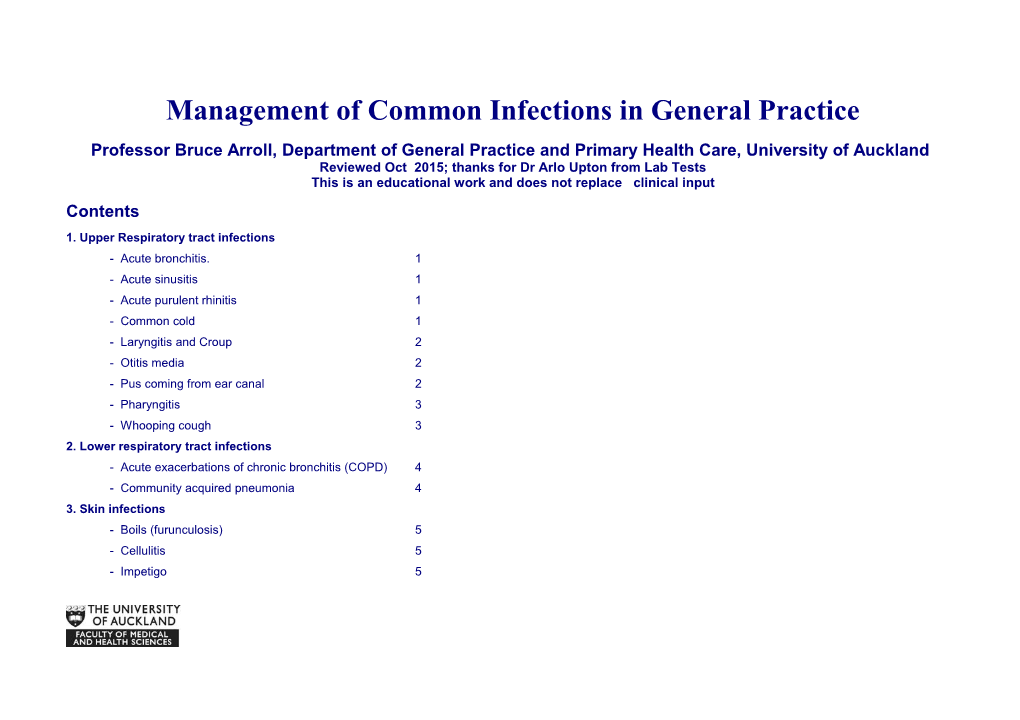 Management of Common Infections in General Practice