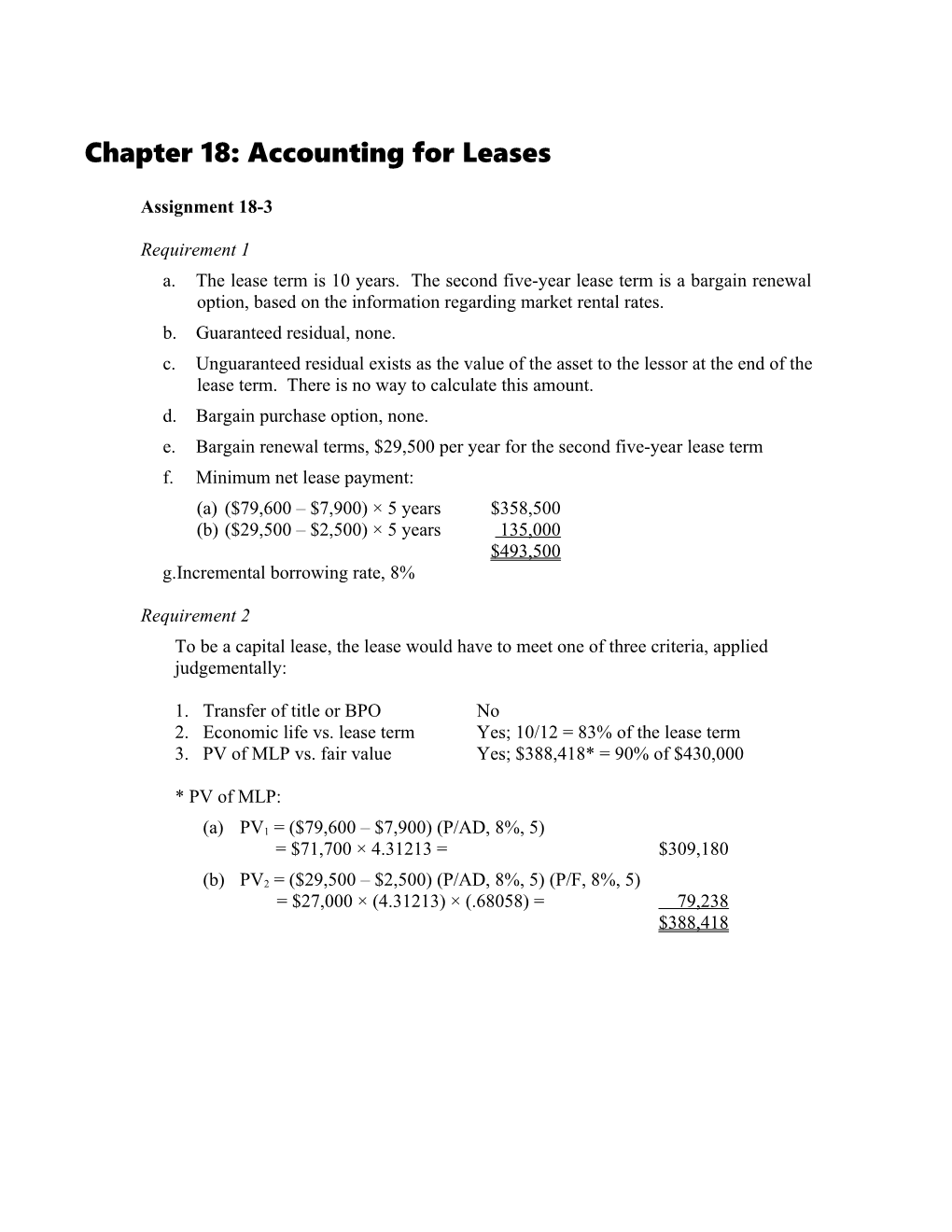 Chapter 17: Accounting for Leases