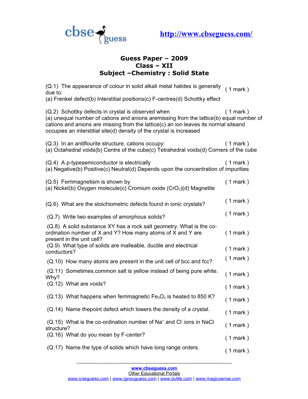 Subject Chemistry : Solid State