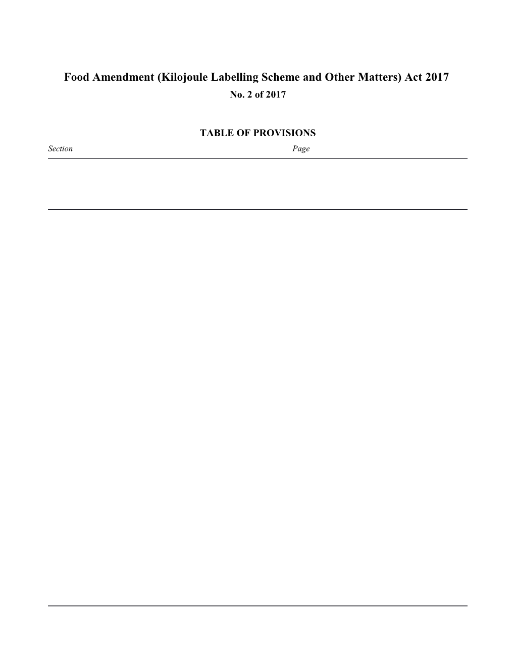 Food Amendment (Kilojoule Labelling Scheme and Other Matters) Act 2017