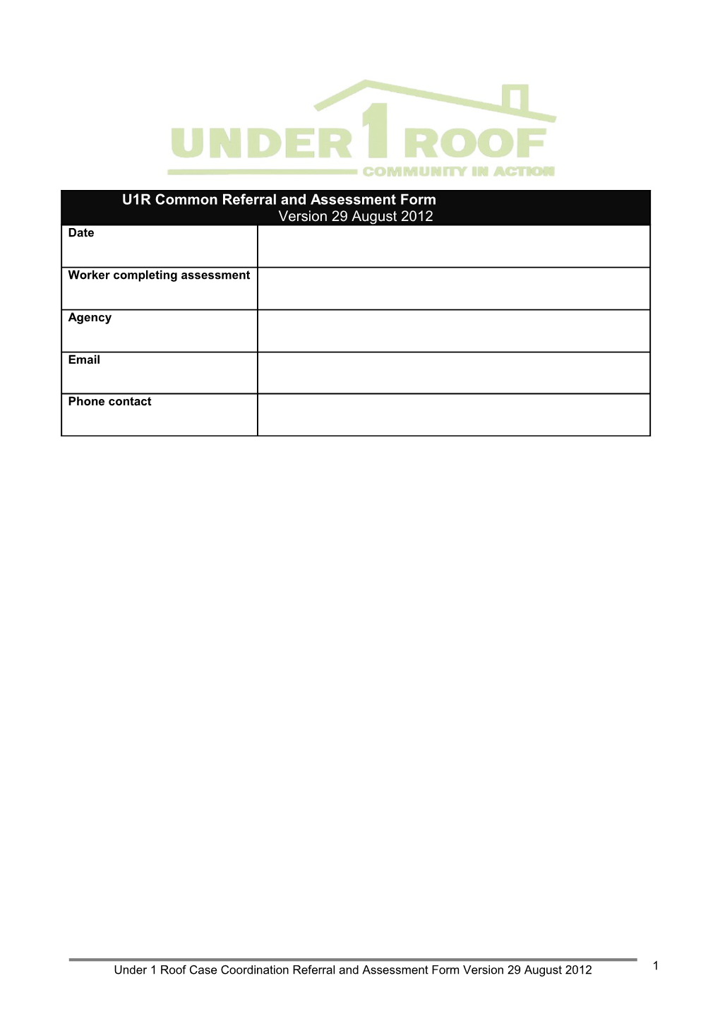 U1R Common Referral and Assessment Form
