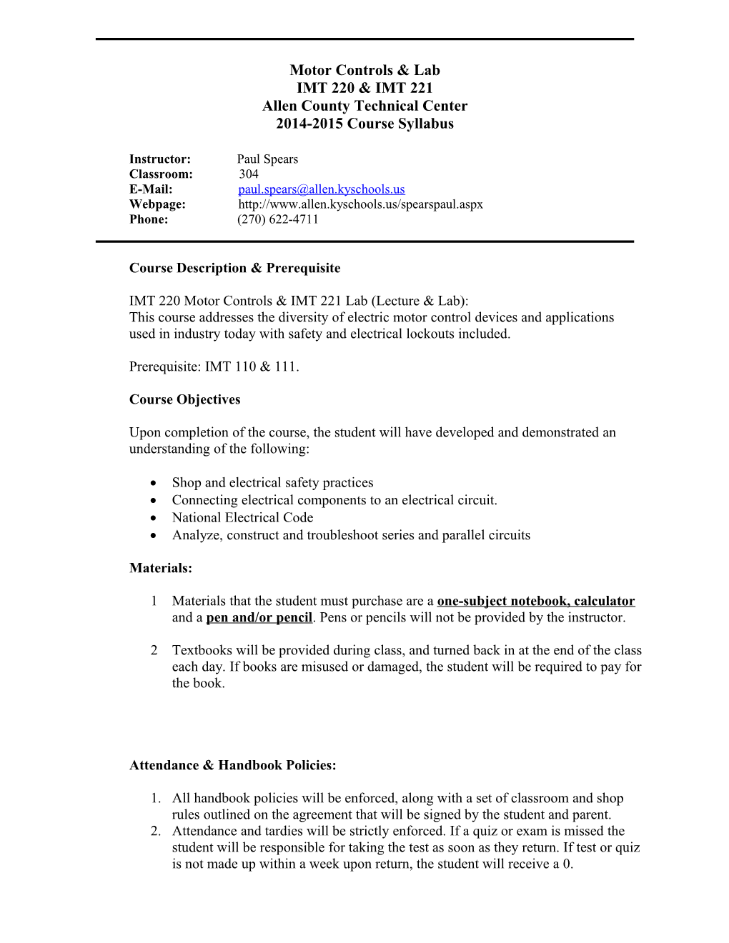 Industrial Maintenance Electrical Principles & Lab