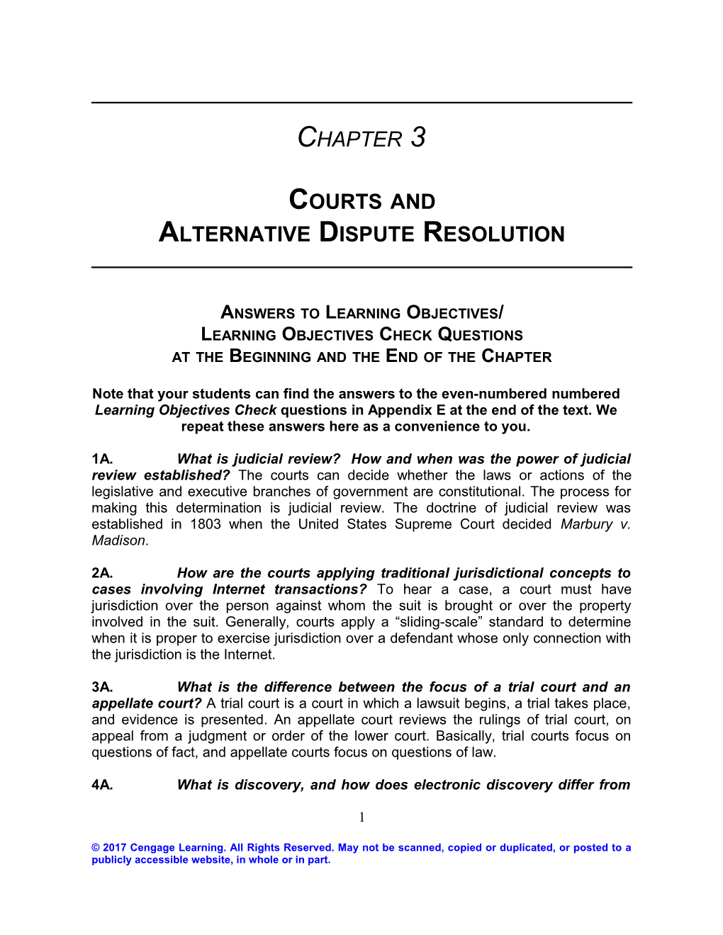 Chapter 3: Courts and Alternative Dispute Resolution 1