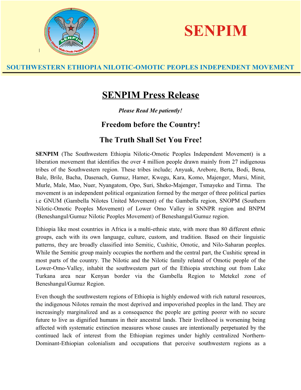 SENPIM Press Release