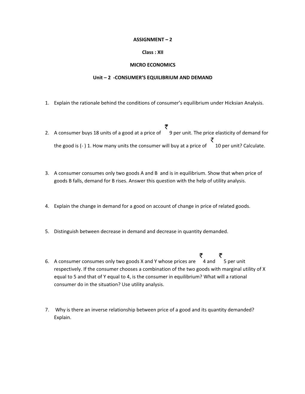 Unit 2 -CONSUMER S EQUILIBRIUM and DEMAND