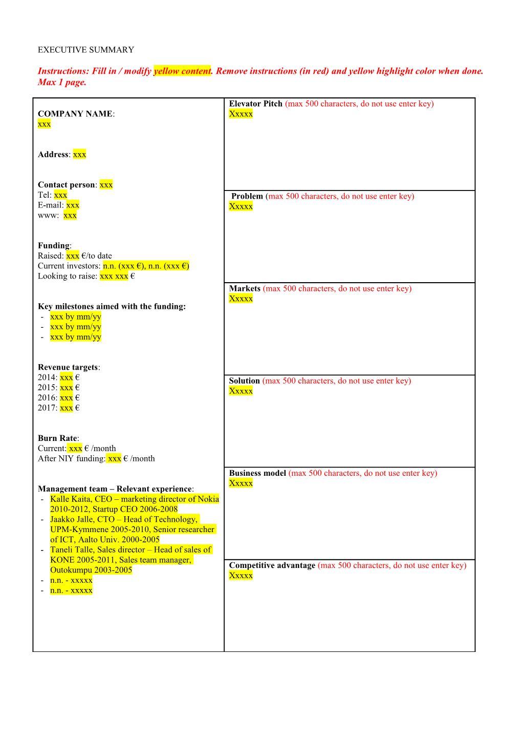 Instructions: Fill in / Modify Yellow Content. Remove Instructions (In Red) and Yellow