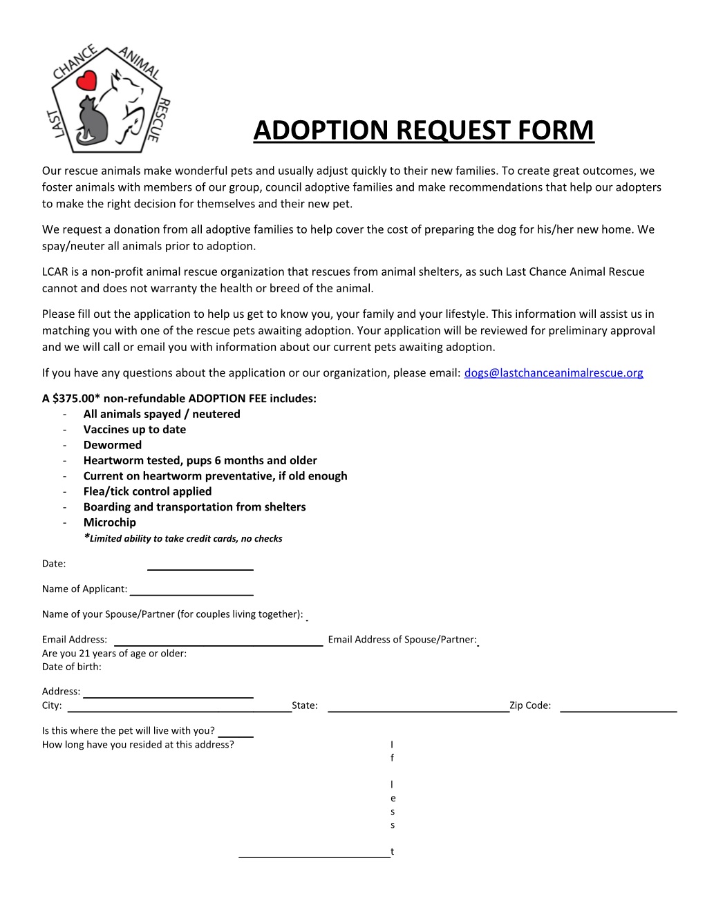Adoption Request Form