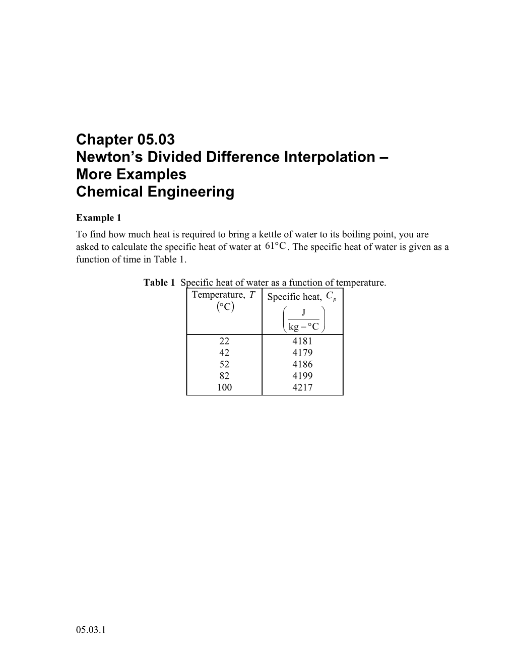 Newton S Divided Difference Interpolation-More Examples: Chemical Engineering