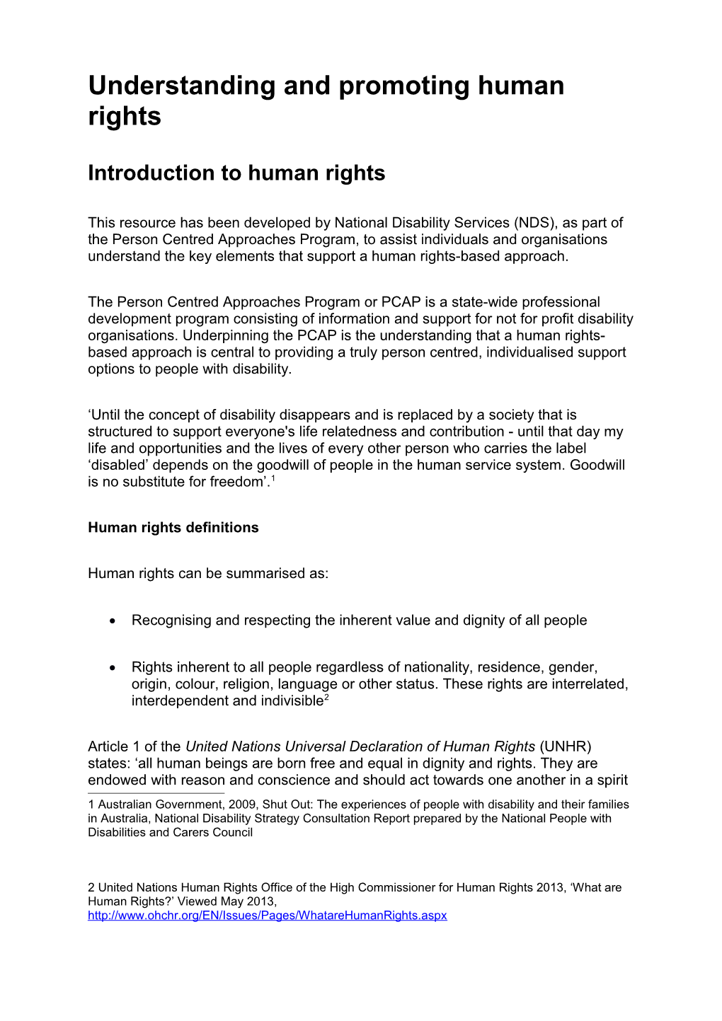 Understanding and Promoting Human Rights