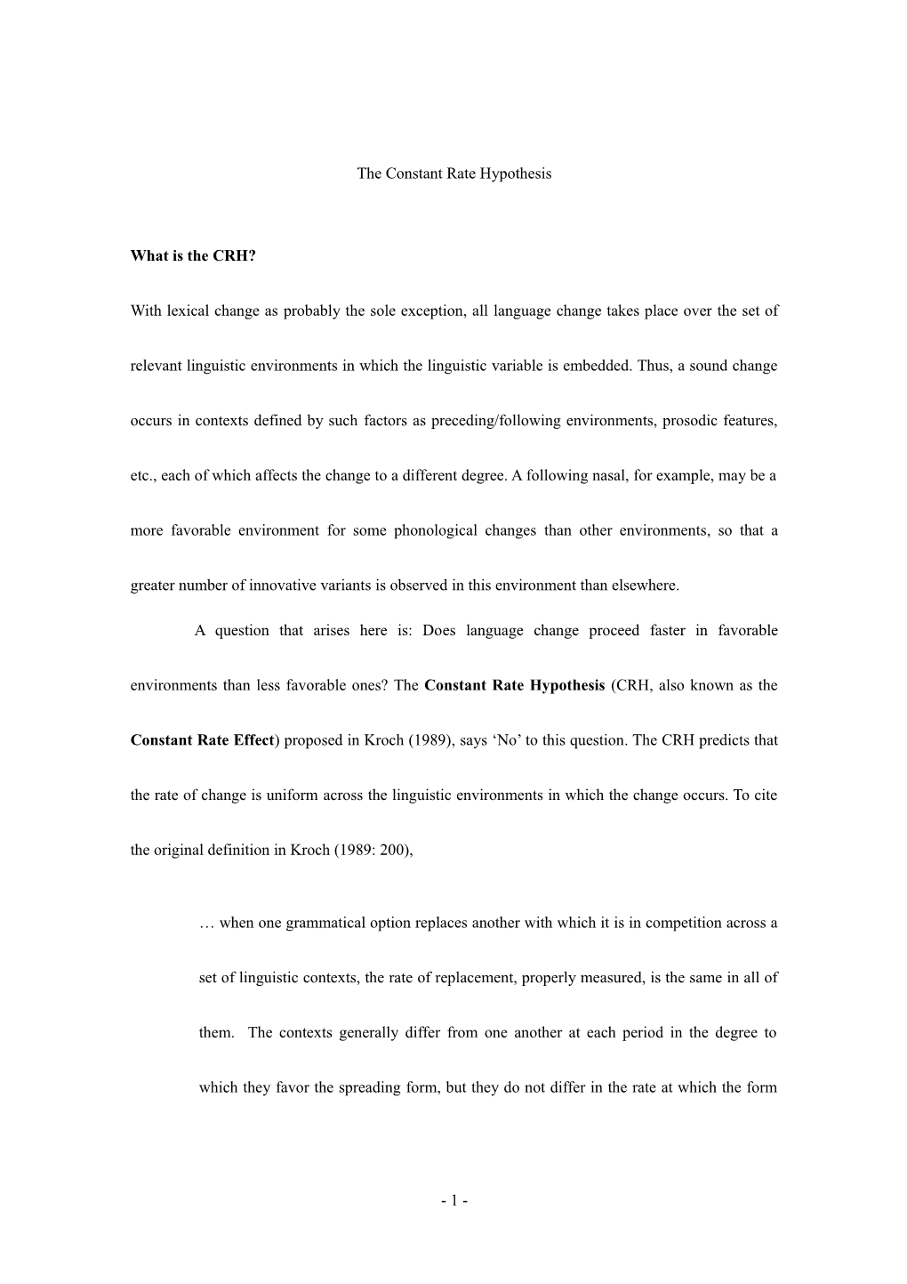 ELL2/Constant Rate Hypothesis