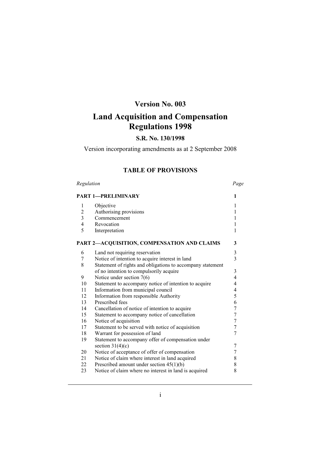 Land Acquisition and Compensation Regulations 1998