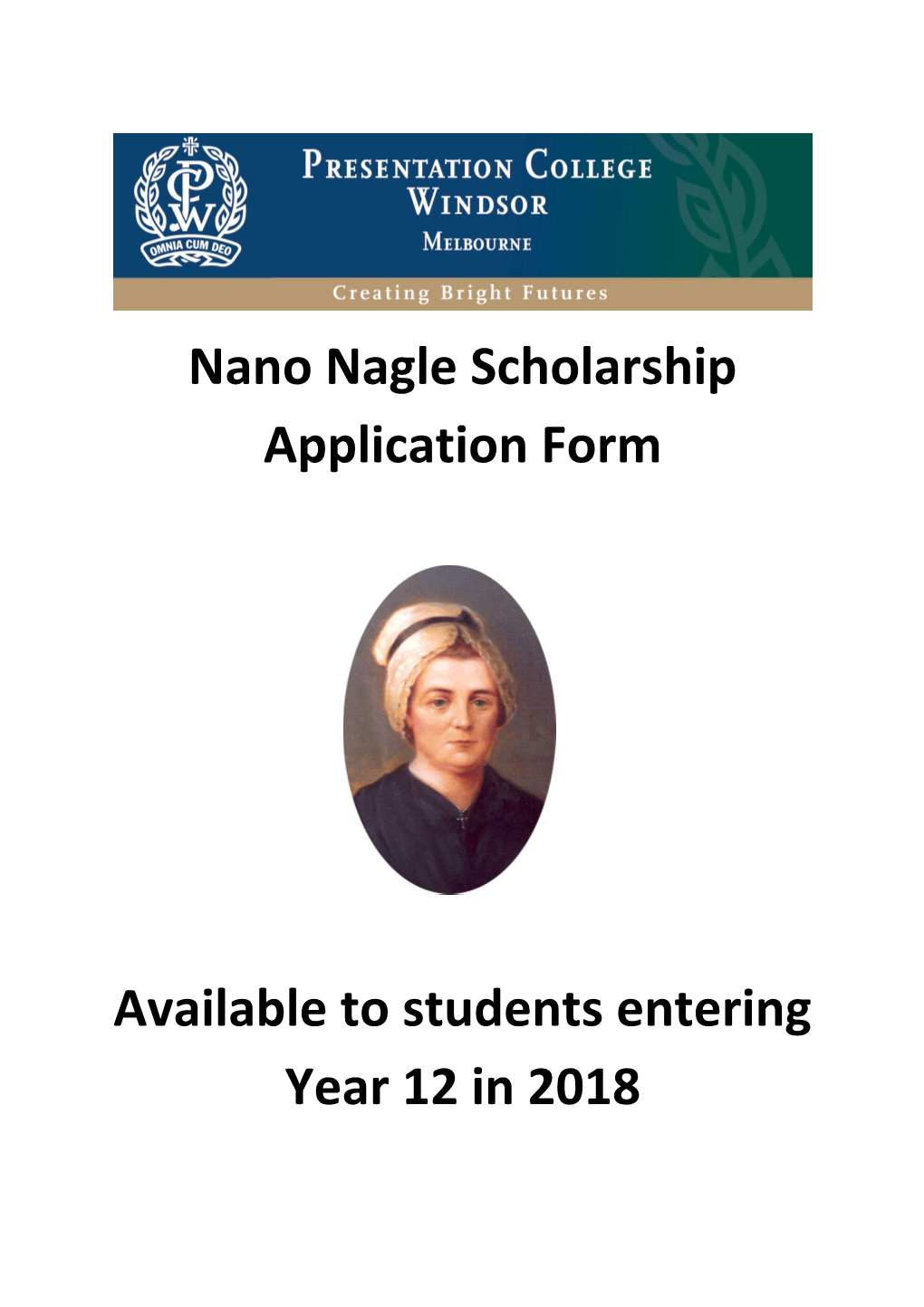 Nano Nagle Scholarshipapplication Form