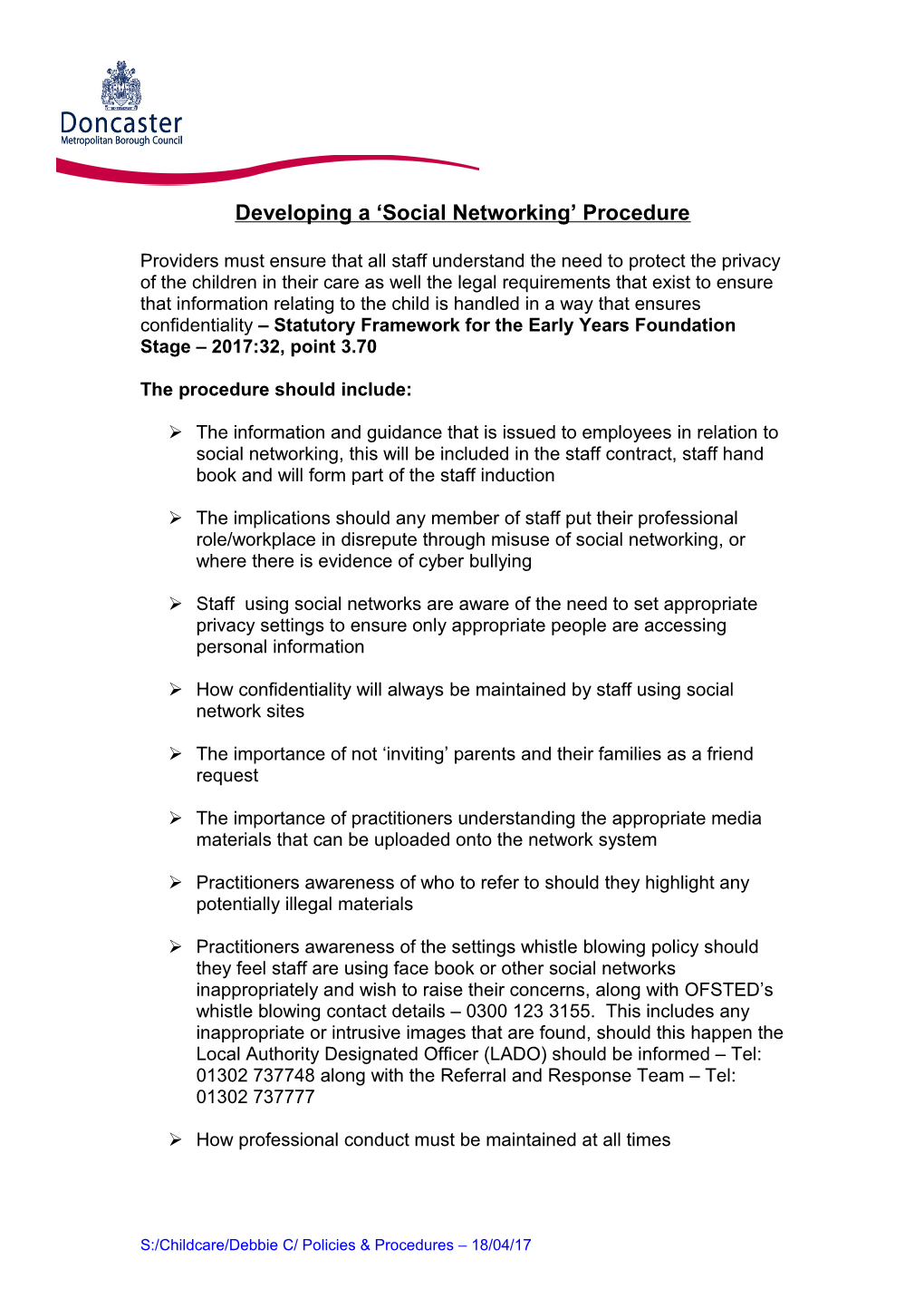 Developing a Social Networking Procedure