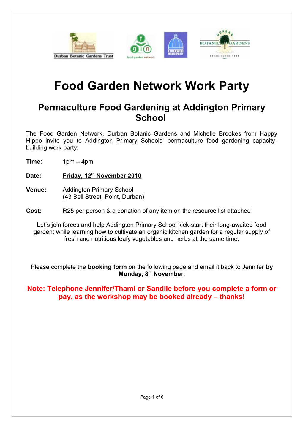Food Garden Network Work Party
