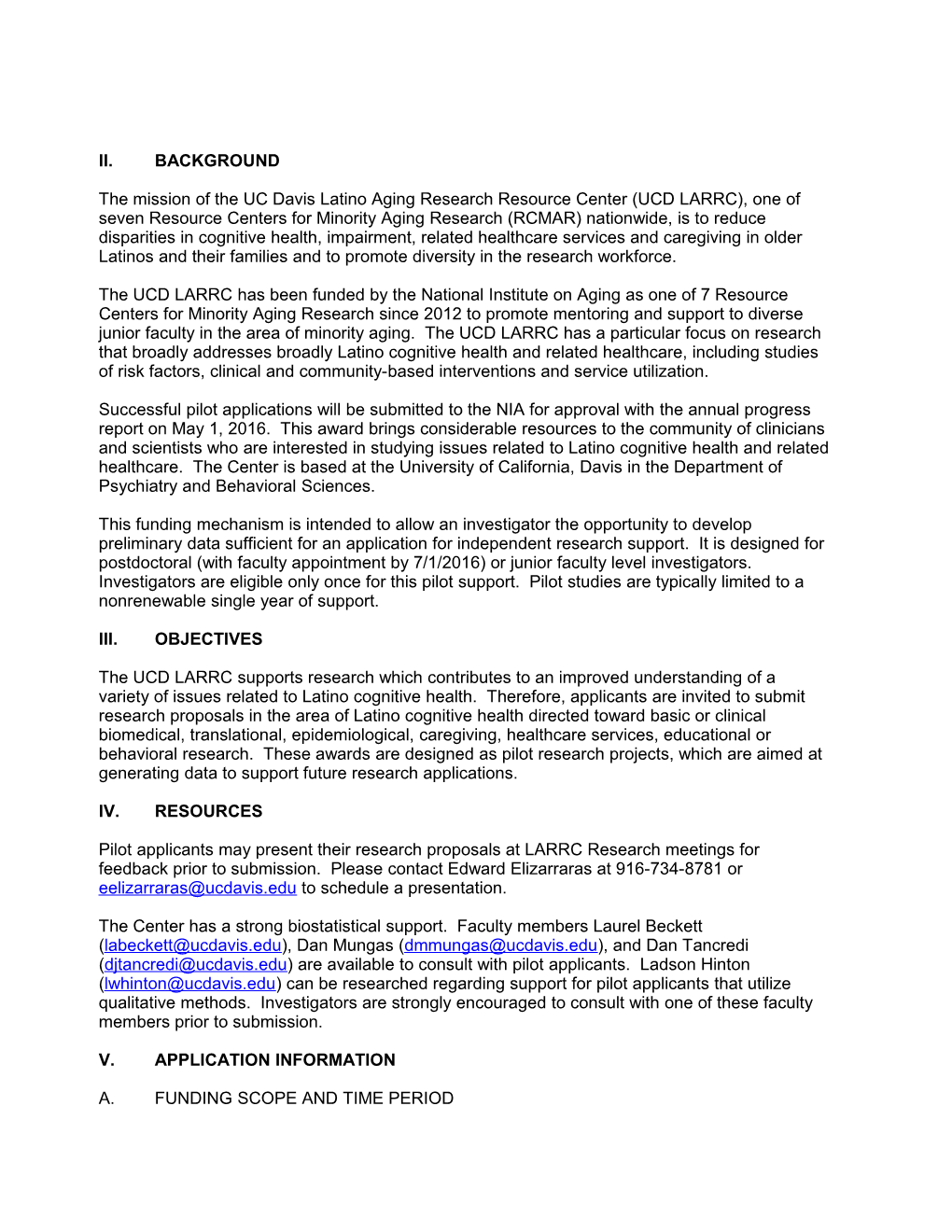 SUBJECT: UC Davis LARRC Pilot Grant Application Instructions