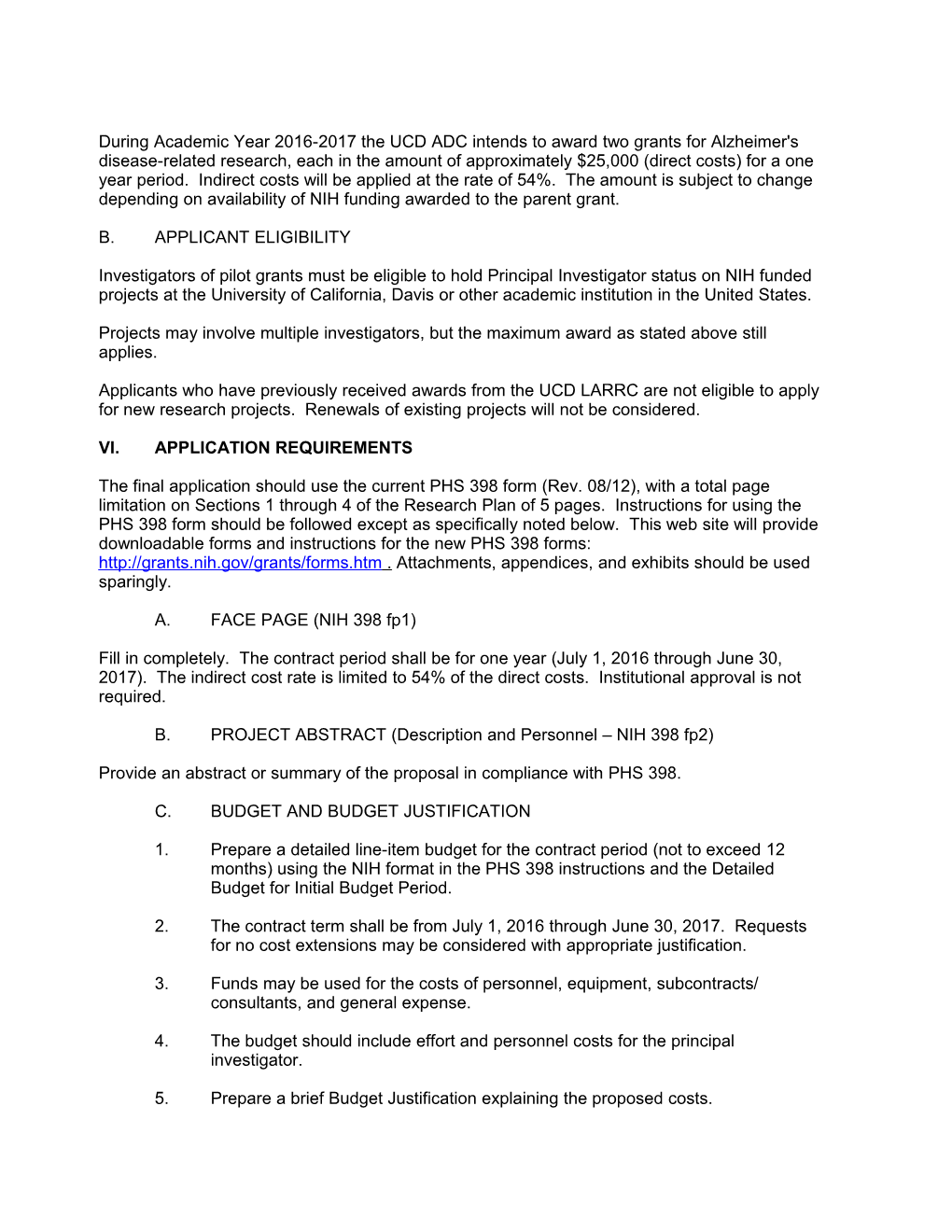 SUBJECT: UC Davis LARRC Pilot Grant Application Instructions